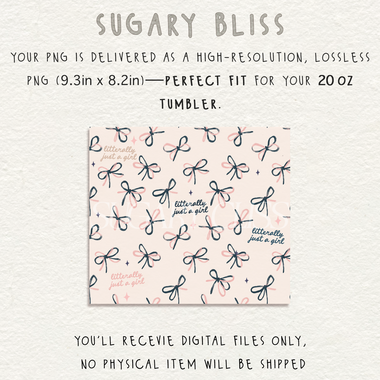 Just a Girl Hand-Drawn Bows Tumbler Wrap