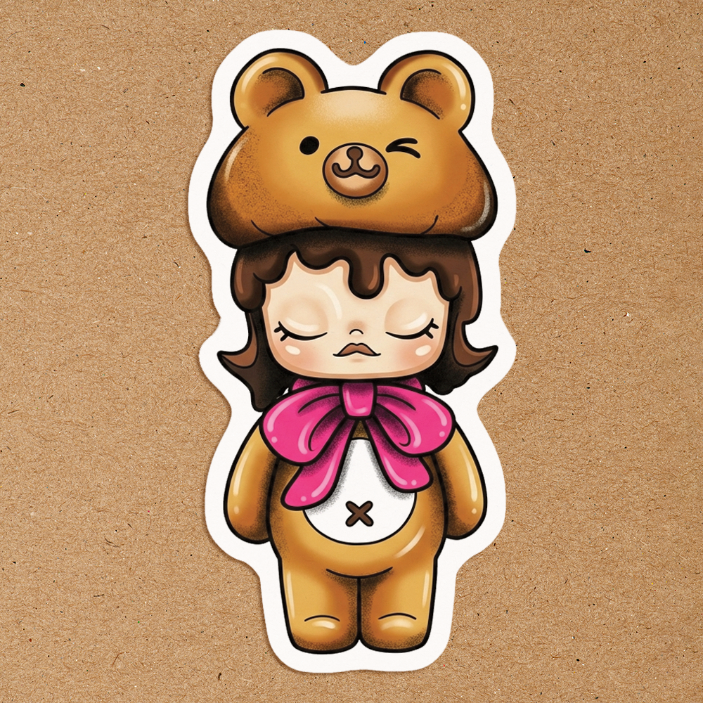 Molly Pretend Bear Bread Waterproof Sticker