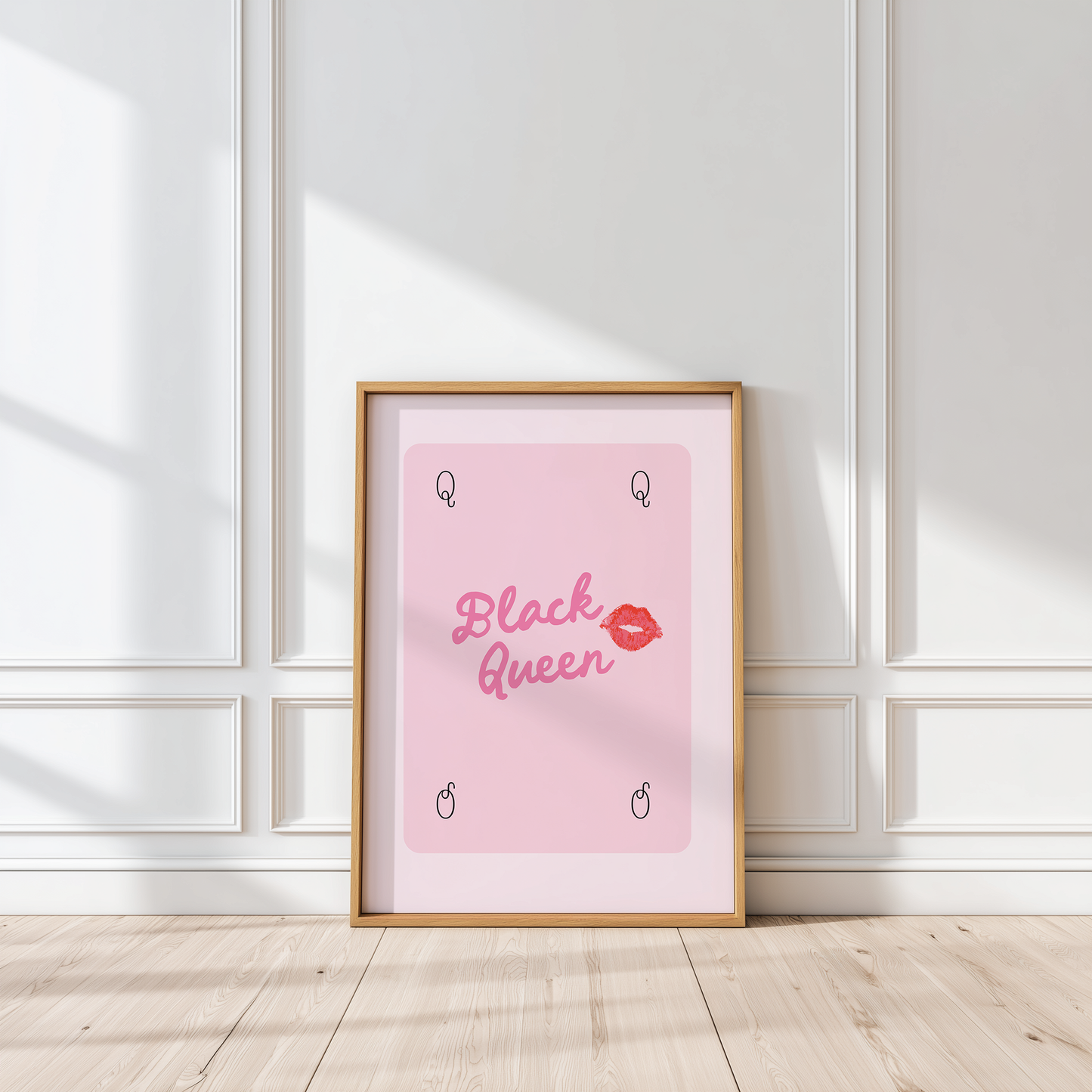 Black Queen Wall Art Print – Pink Feminine Decor | Black Girl Bathroom Art Sugary Bliss