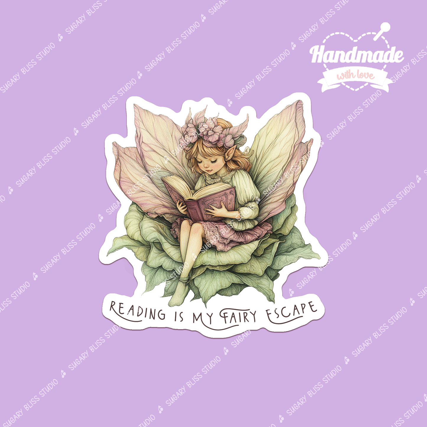 Fairy Reading Sticker: Waterproof Bookworm Decal Sugary Bliss