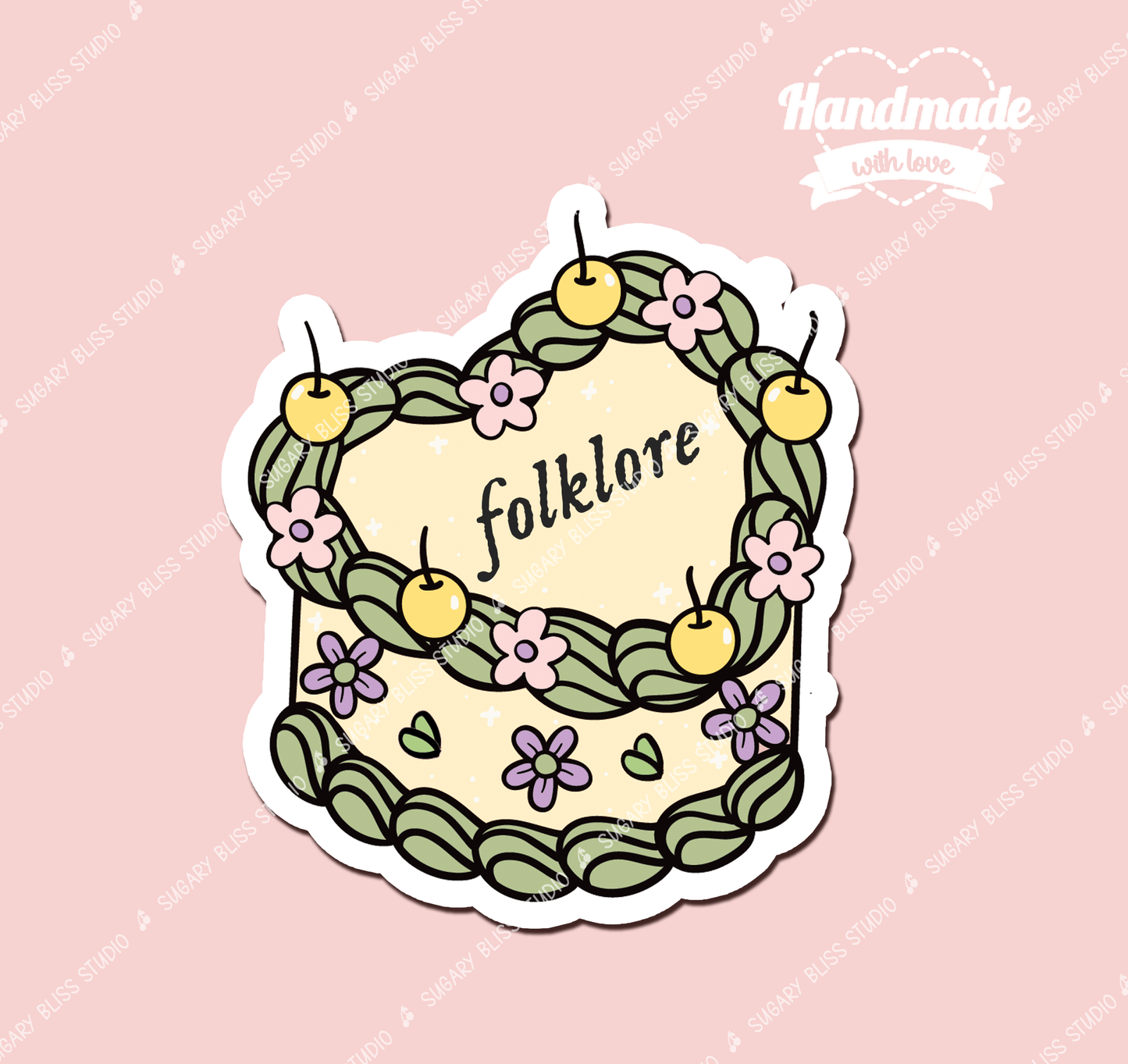 Folklore Swiftie Cake Sticker Gift Sugary Bliss