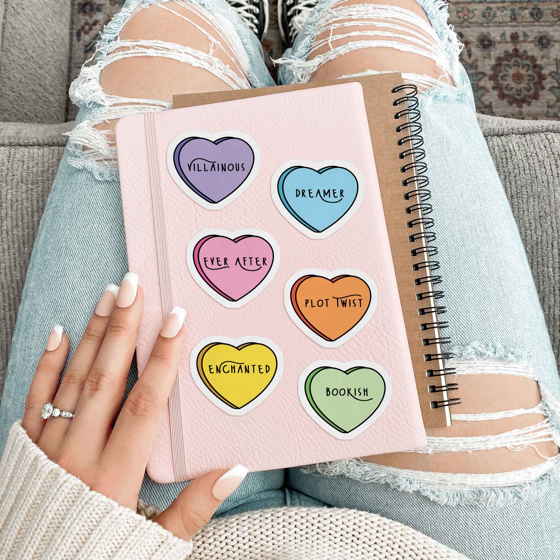 Heart TBR Kindle Pastel Sticker Pack Sugary Bliss