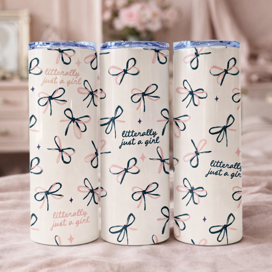 Just a Girl Hand-Drawn Bows Tumbler Wrap