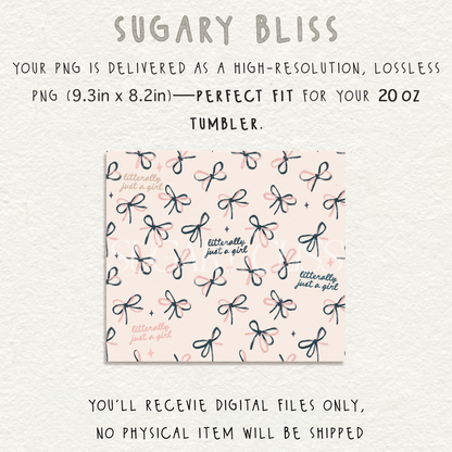 Just a Girl Hand-Drawn Bows Tumbler Wrap