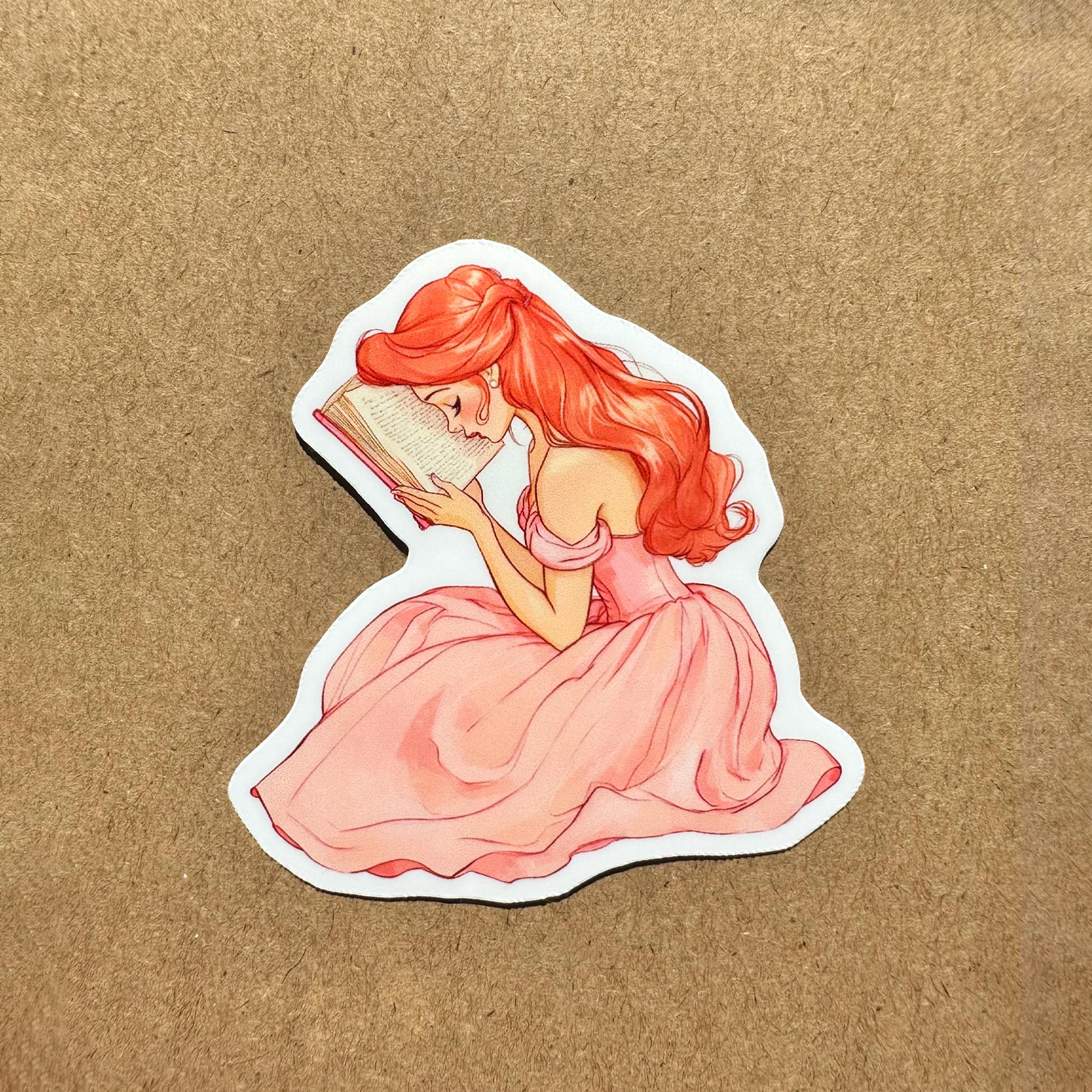 Pink Bookworm Princess Reading Sticker for Kindle Sugary Bliss