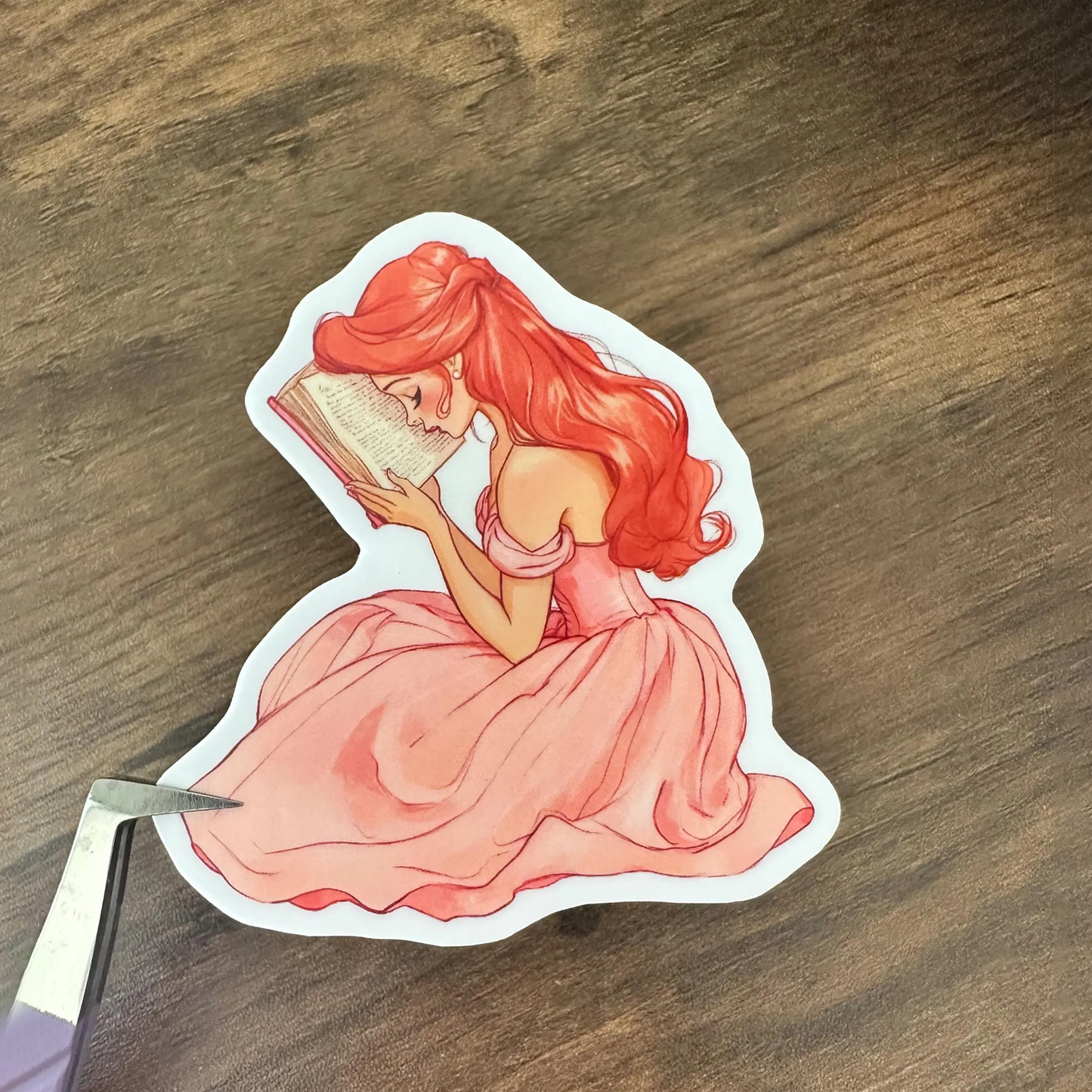 Pink Bookworm Princess Reading Sticker for Kindle Sugary Bliss