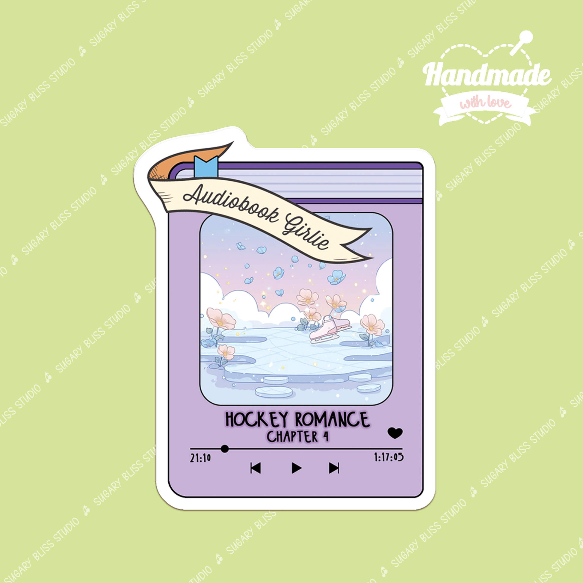 Bookworm Audiobook Sticker: Hockey Romance Reader Gift Sugary Bliss