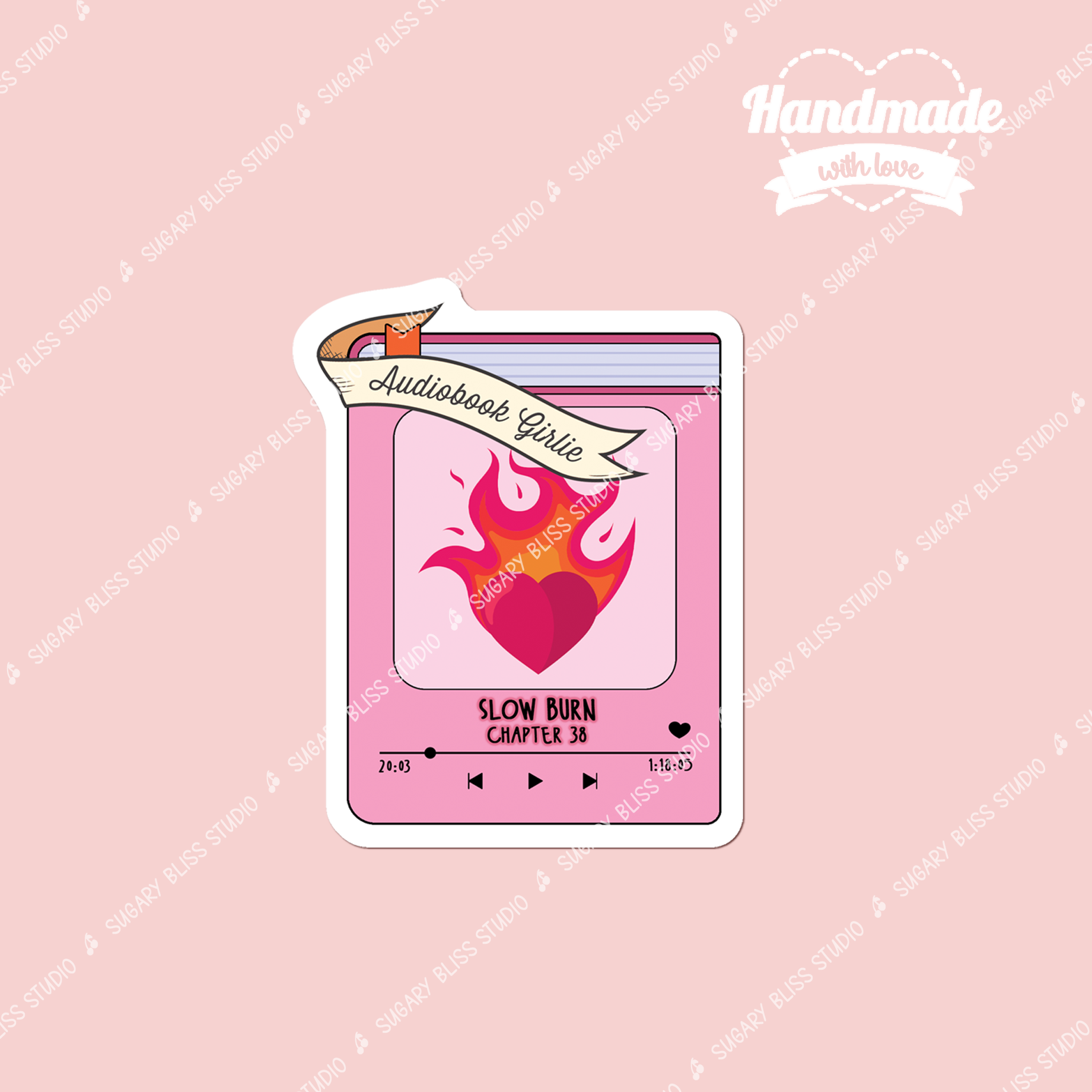 Bookworm Audiobook Sticker: Slow Burn Reader Gift Sugary Bliss