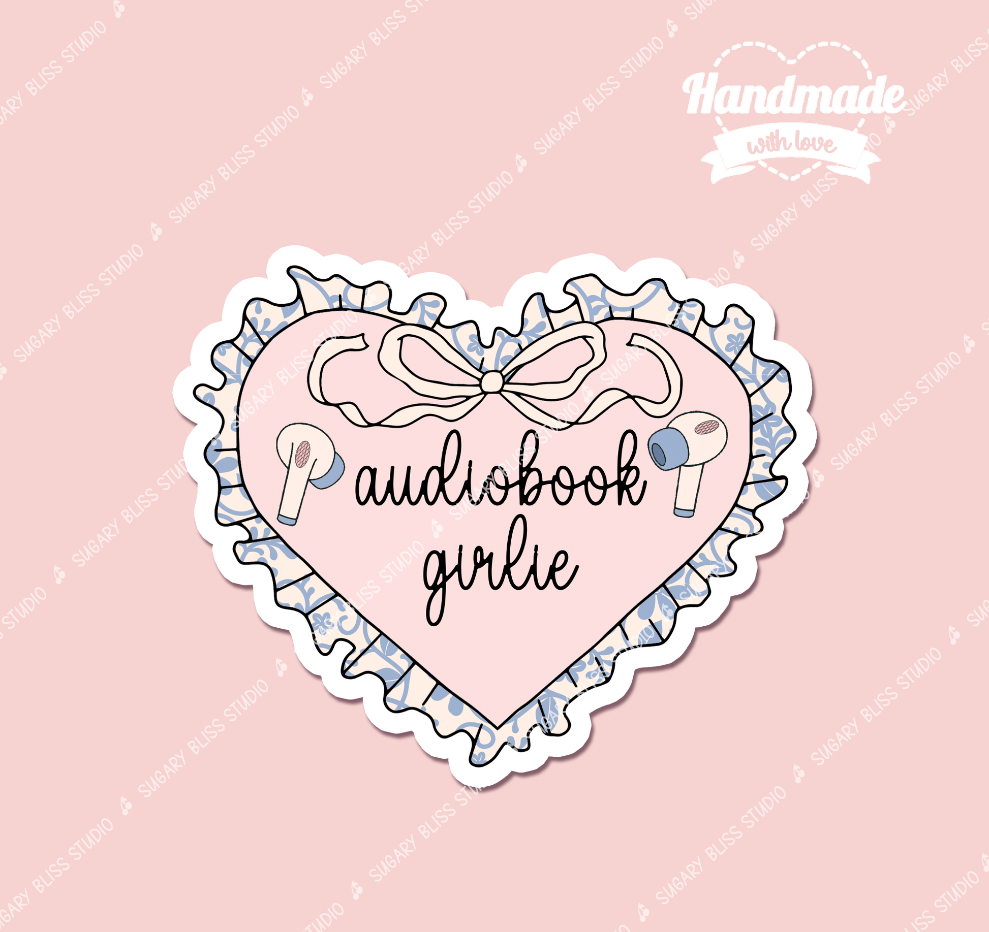 Audiobook Girlie Bookworm Sticker Sugary Bliss
