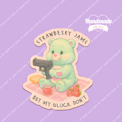 Funny Bear Second Amendment Hand Drawn Patriot Sticker Sugary Bliss