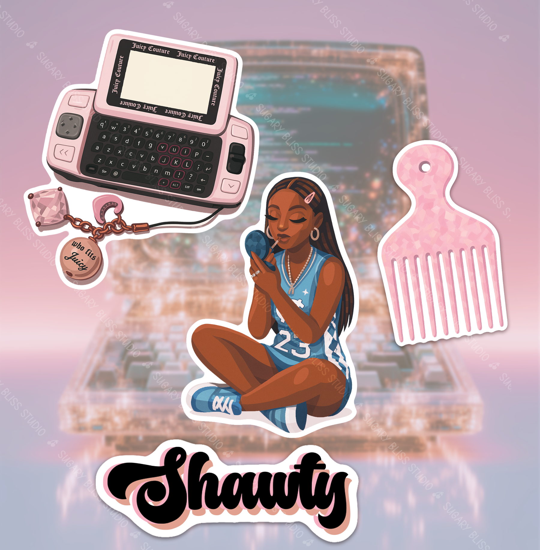 Y2K Black Girl Sticker Set for Water Bottles, Notepads & Laptops Sugary Bliss