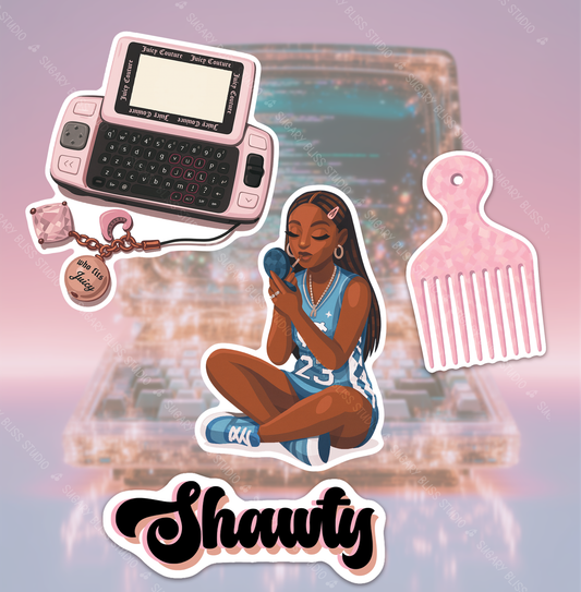 Y2K Black Girl Sticker Set for Water Bottles, Notepads & Laptops Sugary Bliss