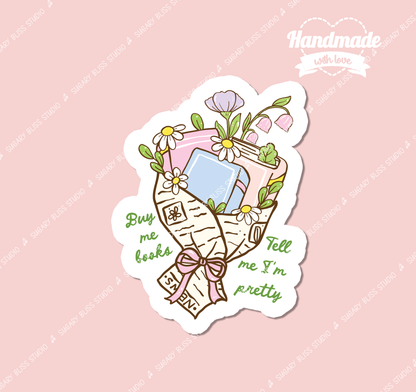 Bookworm Sticker: Coquette Kindle Decal - Buy Me Books Sugary Bliss
