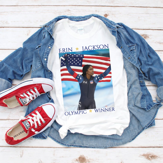 Erin Jackson USA Speed Skating Olympic Gold Medal Shirt Printify