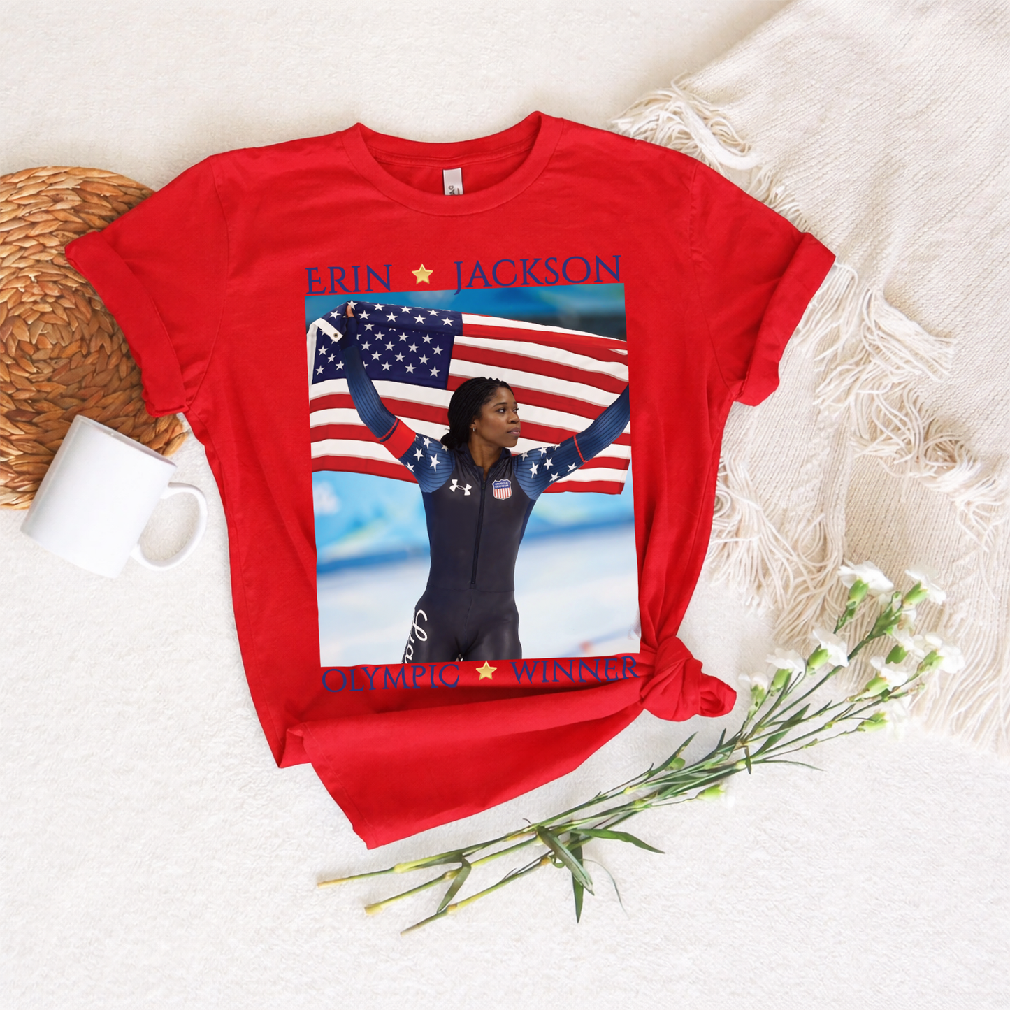 Erin Jackson USA Speed Skating Olympic Gold Medal Shirt Printify