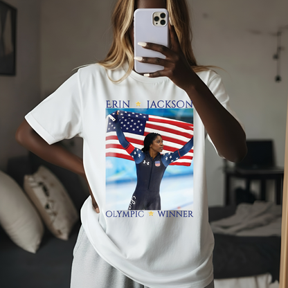 Erin Jackson USA Speed Skating Olympic Gold Medal Shirt Printify
