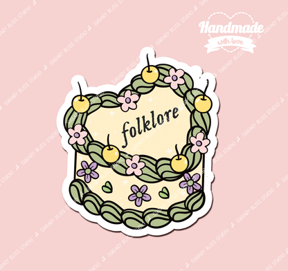 Folklore Swiftie Cake Sticker Gift Sugary Bliss