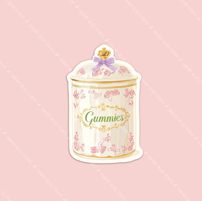 Coquette Wellness Gummies Jar Sticker Sugary Bliss