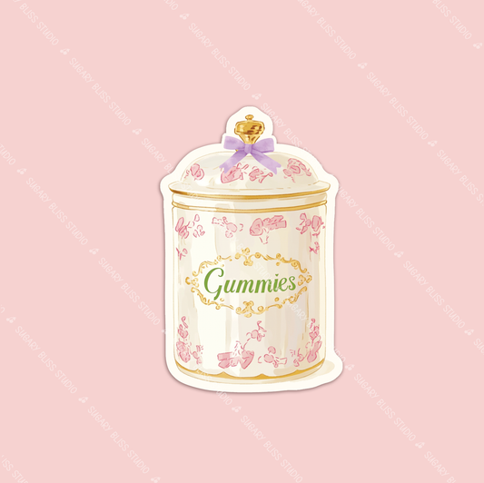 Coquette Wellness Gummies Jar Sticker Sugary Bliss