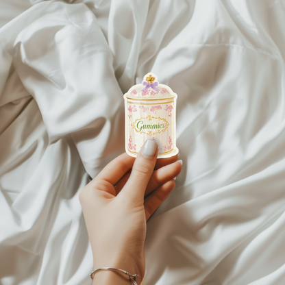 Coquette Wellness Gummies Jar Sticker Sugary Bliss