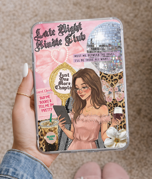 Printable Late Night Kindle Club Kindle insert digital download for clear case with coquette reader aesthetic