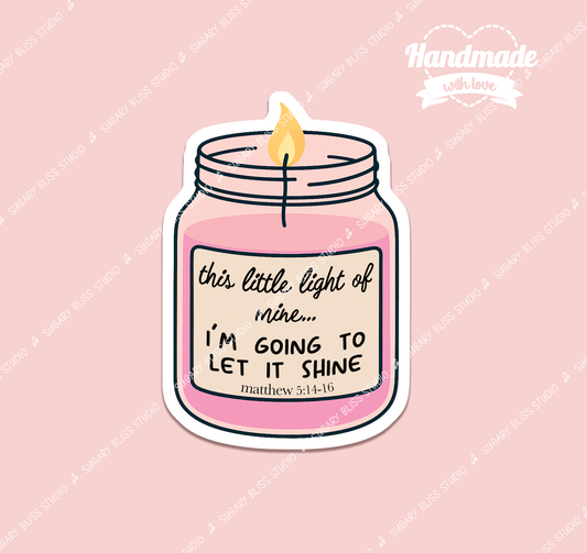 Light of Mine Waterproof Sticker Decal Cute Christian Journaling and Water Bottle Decor Affordable Gift for Faith Filled Moms Godly Woman Sugary Bliss