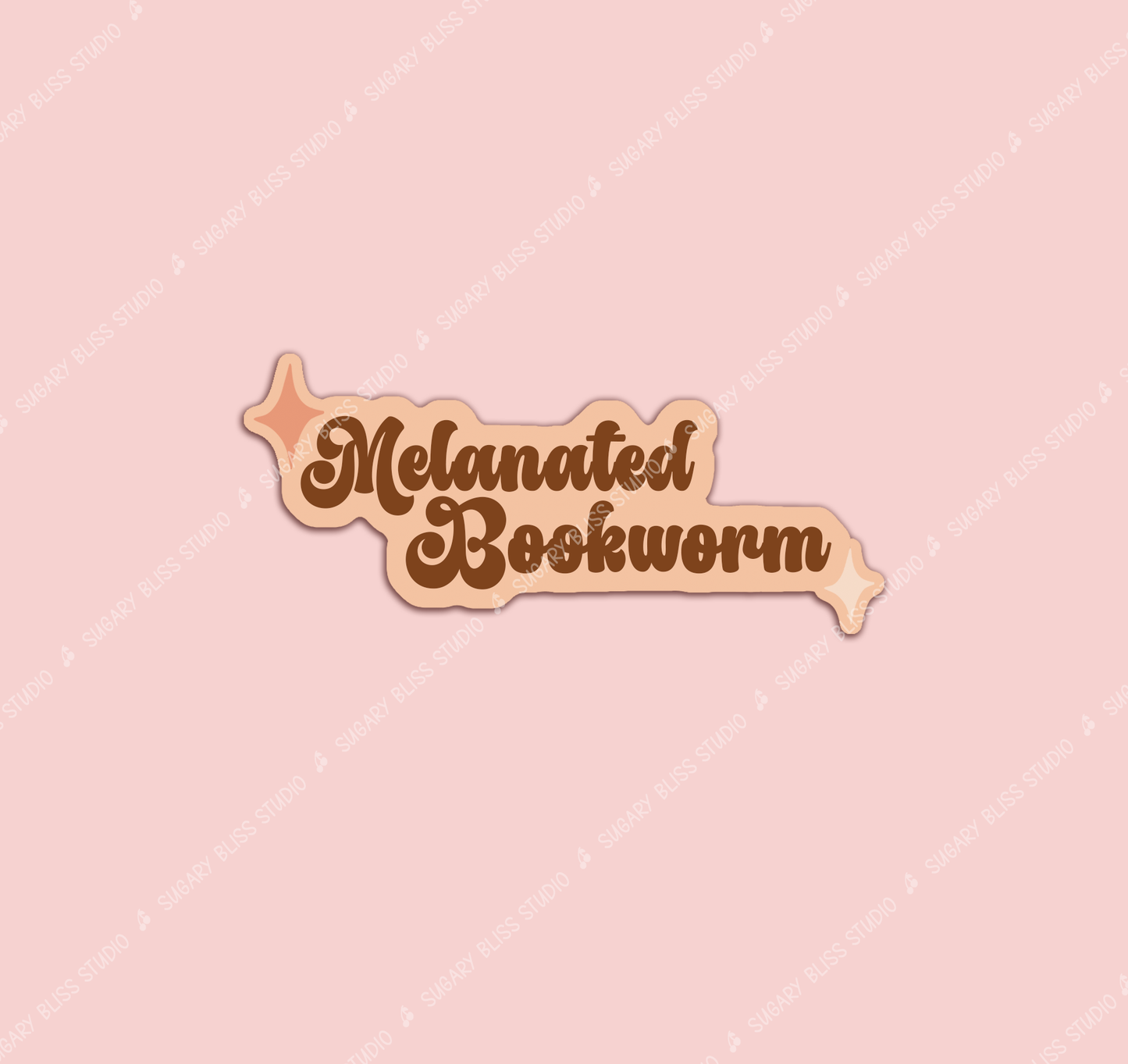 Melanated Bookworm Sticker Retro Brown Writing Aesthetic Gift for Black Readers Book Lovers Kindles Laptops Water Bottles Cute Vinyl Decal Sugary Bliss