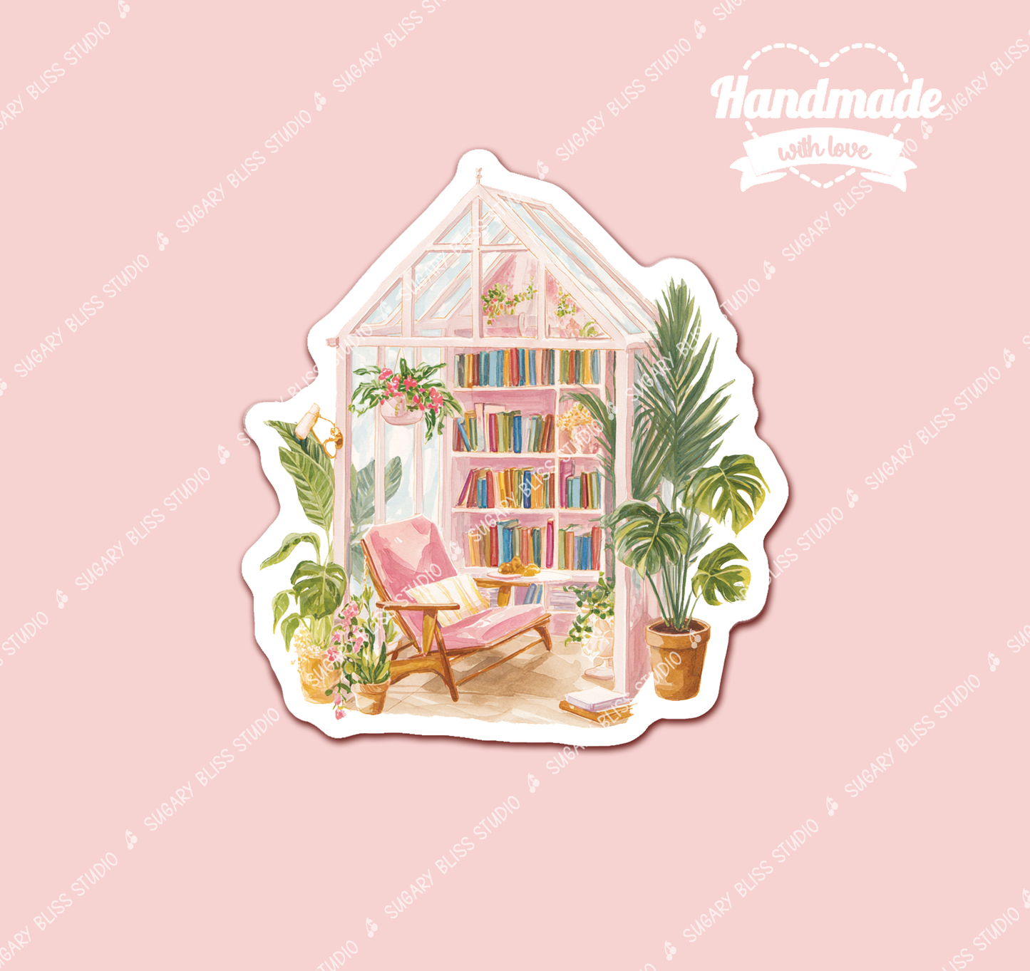 Painted Book Nook Sticker: Waterproof Decal for Kindle, Laptop, iPhone Sugary Bliss