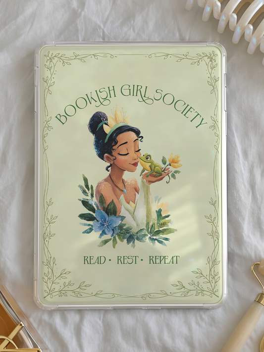 Princess Tiana bookish girl society Kindle insert green frog princess reader aesthetic