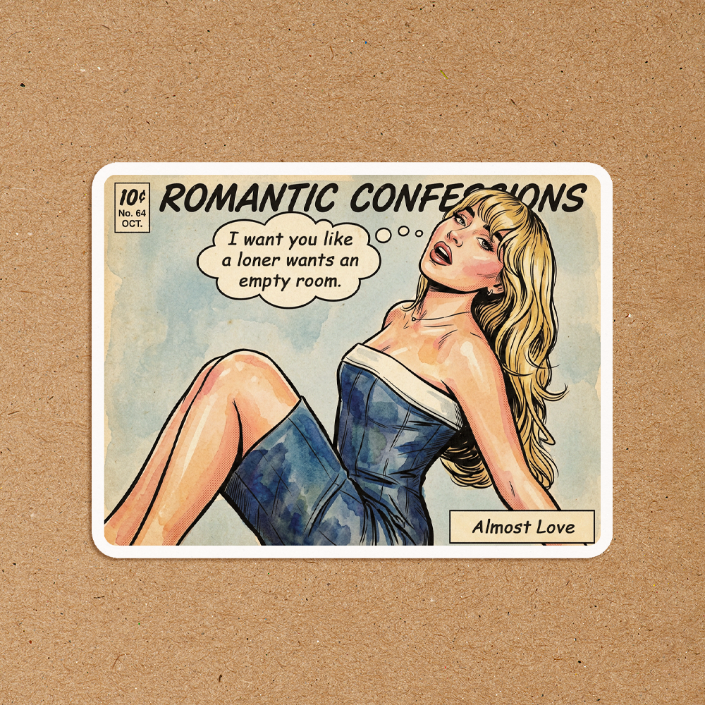 Romantic Confessions Vintage Comic Sticker | Retro Romance Aesthetic Sticker Sugary Bliss