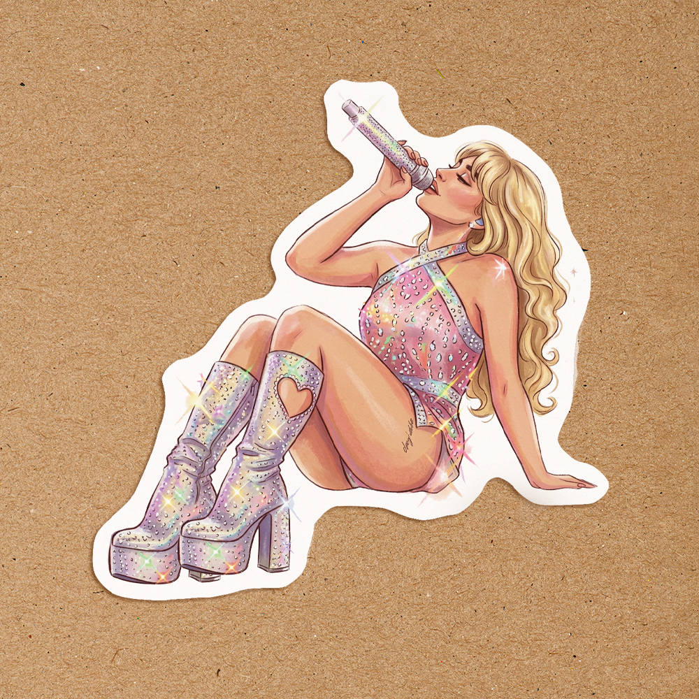 Sabrina Carpenter Performance Pose Sticker | Pop Star Concert Aesthetic Vinyl Sticker Sugary Bliss