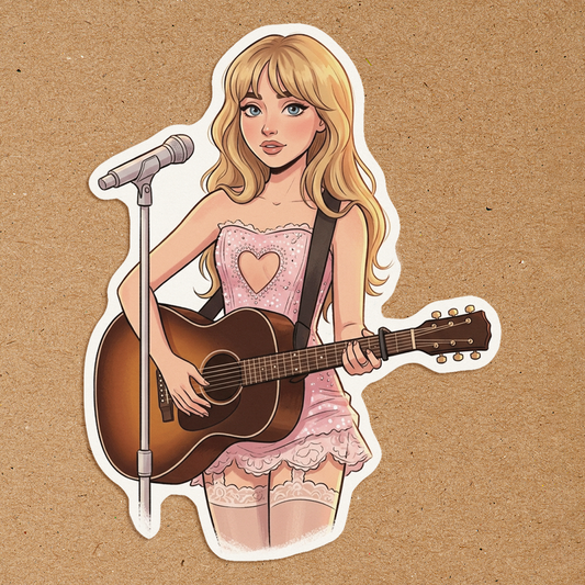 Beautiful Singer Acoustic Guitar Waterproof Sticker