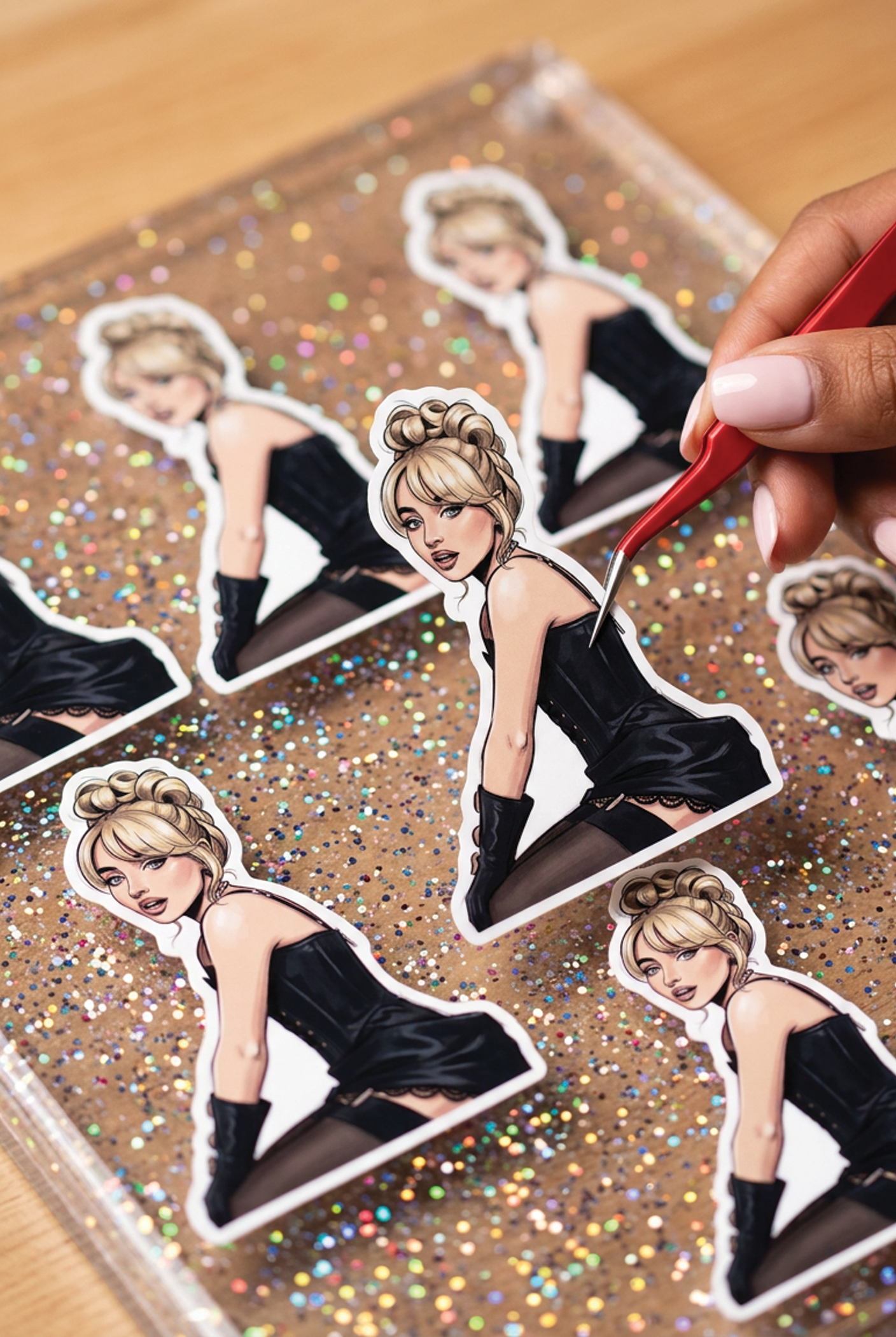 Sabrina Carpenter in Black Waterproof Sticker