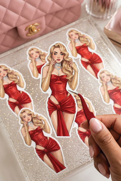 Sabrina Carpenter in Red Waterproof Sticker
