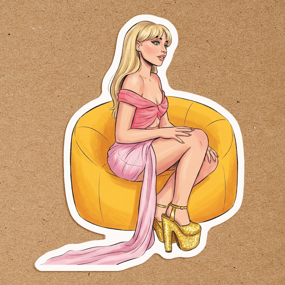 Sabrina Sittin' Pretty Waterproof Sticker | Fan Art