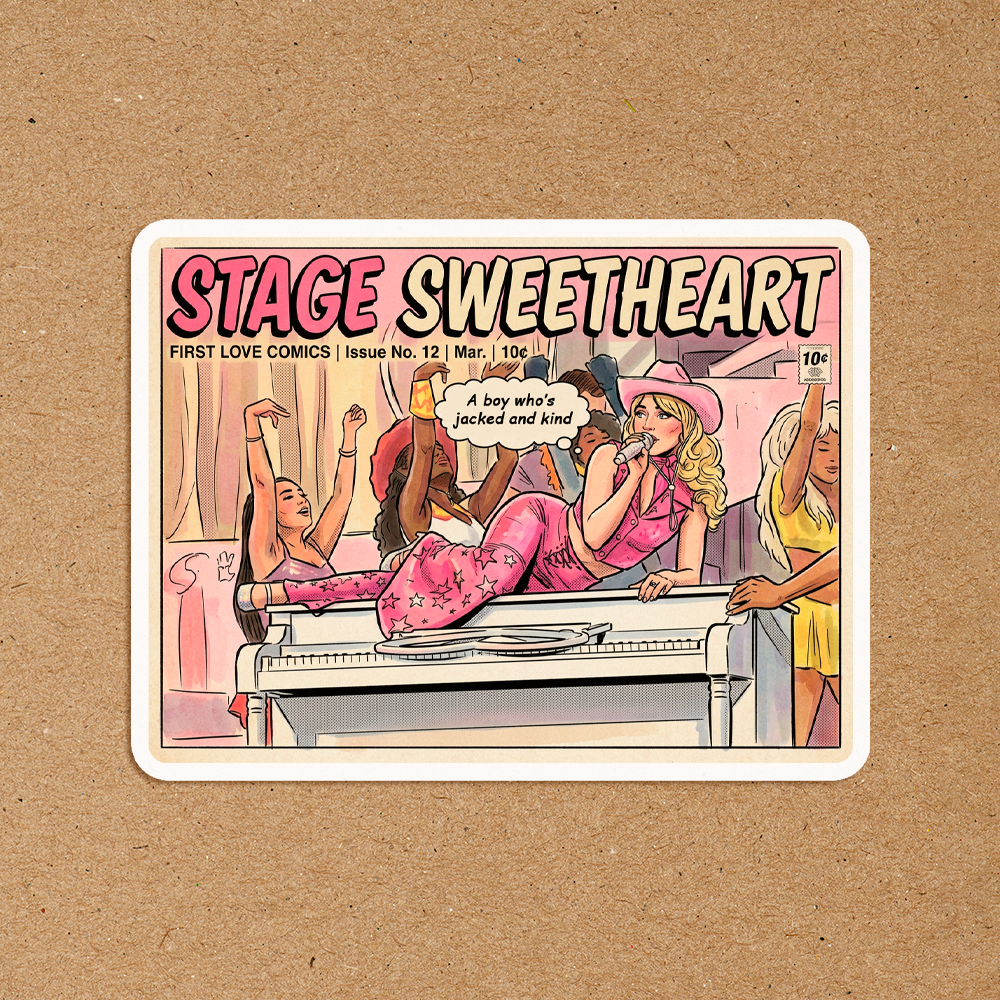 Stage Sweetheart Vintage Comic Sticker | Pop Star Western Aesthetic Sticker Sugary Bliss