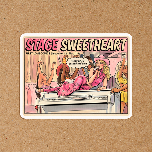 Stage Sweetheart Vintage Comic Sticker | Pop Star Western Aesthetic Sticker Sugary Bliss