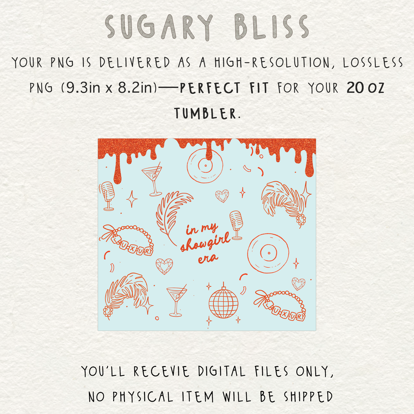 Showgirl Era Doodle Tumbler Wrap Digital Download 20oz Skinny Tumbler PNG Sugary Bliss