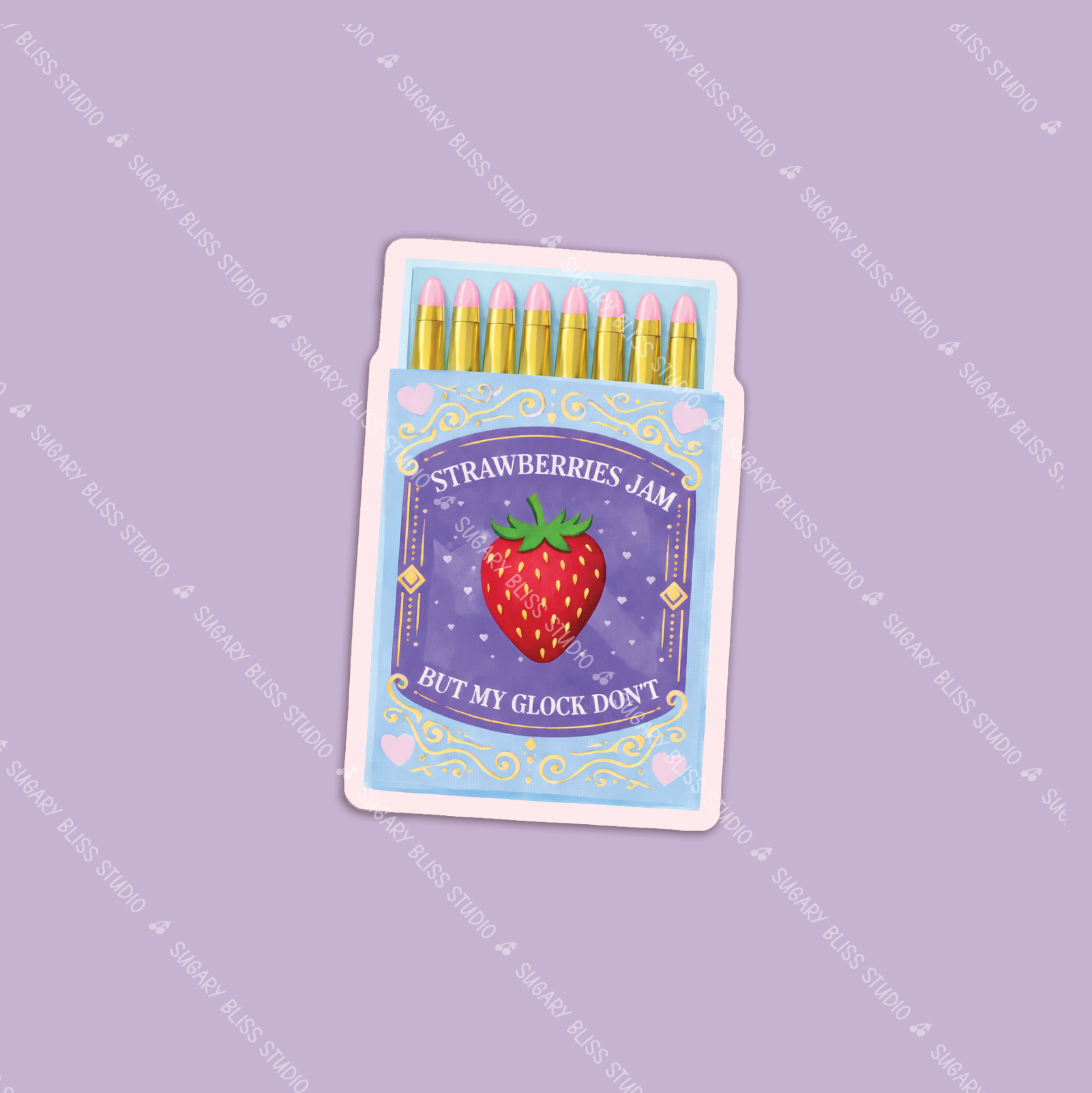 Strawberry Jam & Steel Matchbox Sticker Sugary Bliss