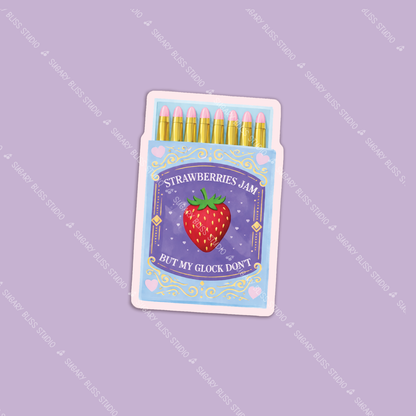 Strawberry Jam & Steel Matchbox Sticker Sugary Bliss