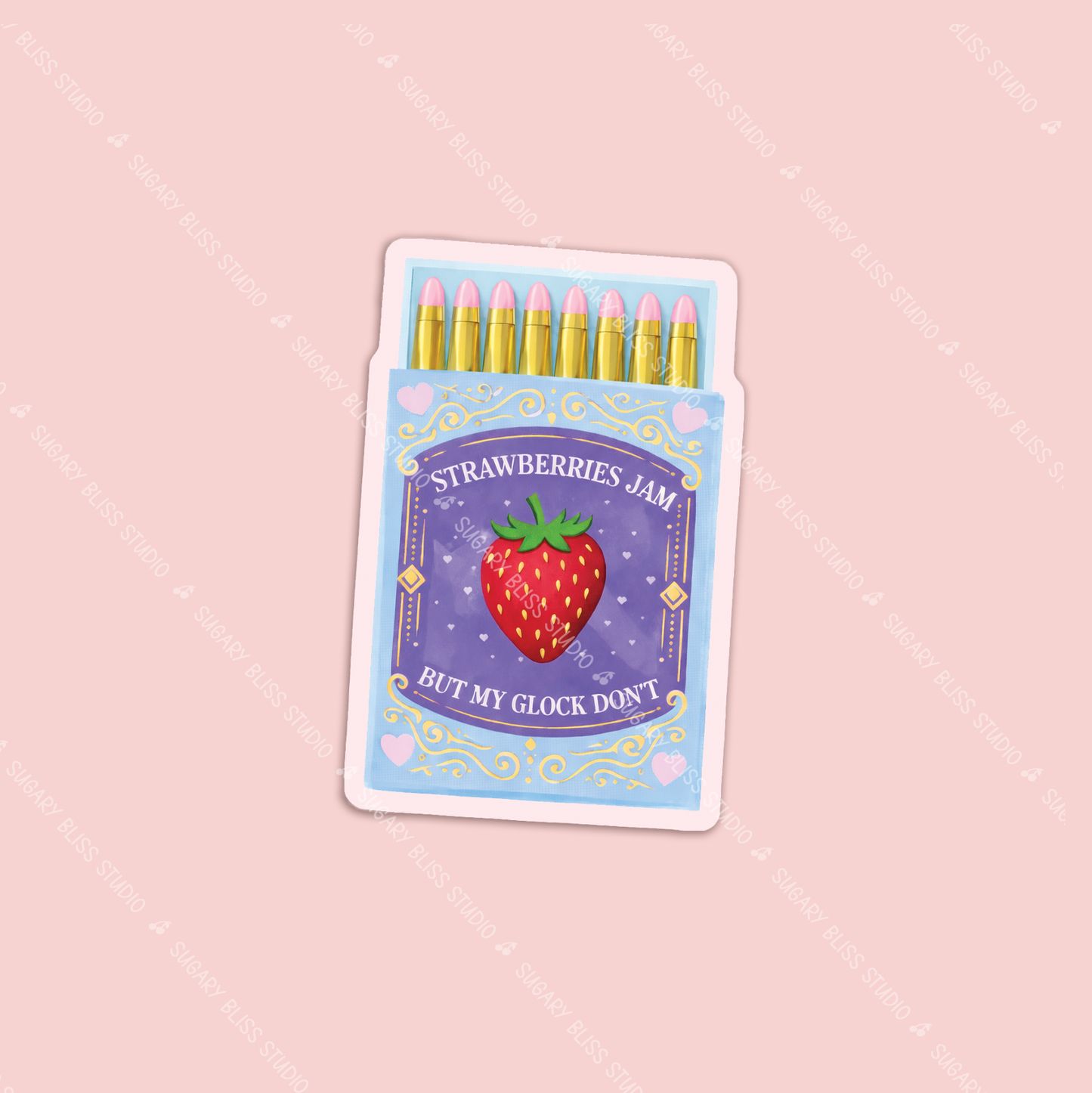 Strawberry Jam & Steel Matchbox Sticker Sugary Bliss